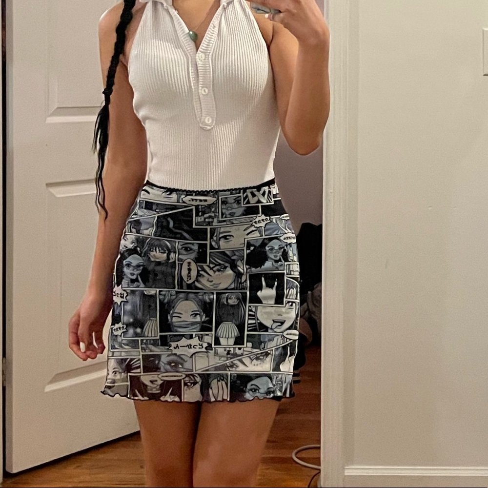 ANIME print mini skirt